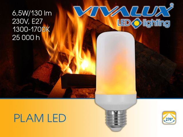 LED lamp with flame effect PLAM LED 6,5W E27