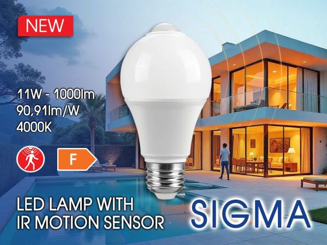 SIGMA LED PIR 11W - LED lamp with infrared motion sensor