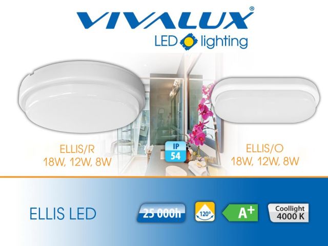 The most compact waterproof ceiling fixtures ELLIS LED IP54 VIVALUX