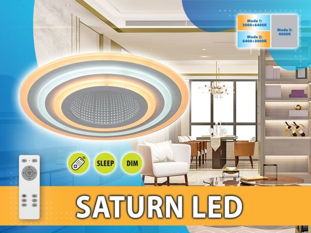 Мултифункционална плафониера SATURN LED с 3D ефект