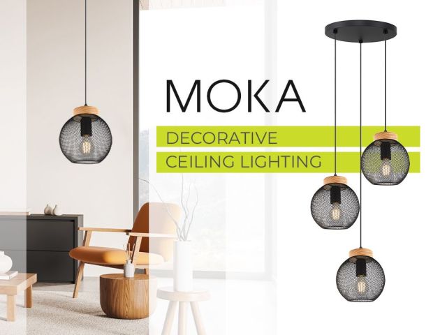 MOKA lighting collection – modern metal chic with a natural wood accent