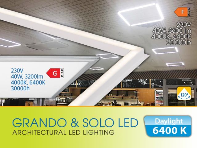 LED панелът GRANDO и светещата рамка SOLO LED в дневна светлина 6400К