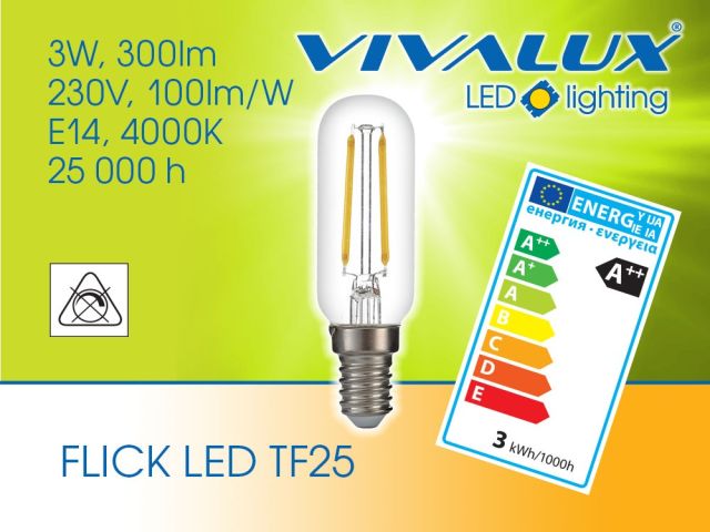 Lighting for cooker hoods with TF25 3W E14 FLICK LED
