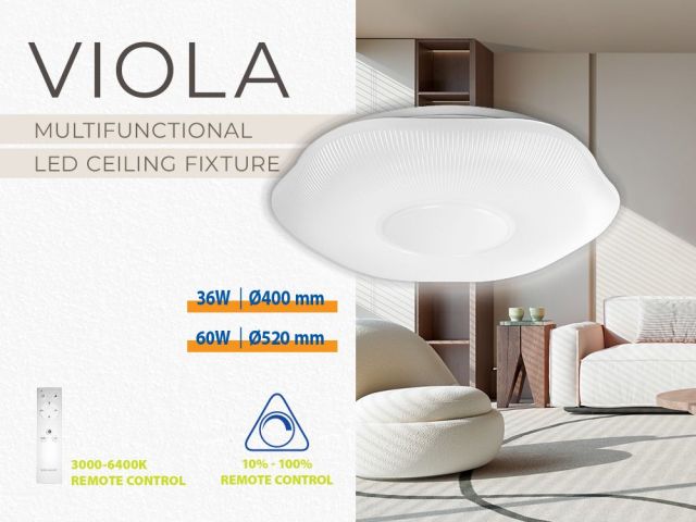 Bring style and comfort into your home with the VIOLA LED ceiling light with remote control