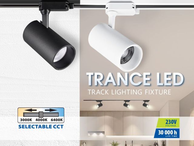 The series LED fixtures for track lighting TRANCE LED now features selectable color temperature CCT