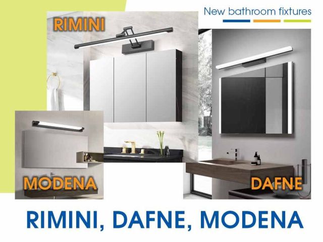 Bathroom lighting fixtures in black RIMINI, MODENA, DAFNE LED