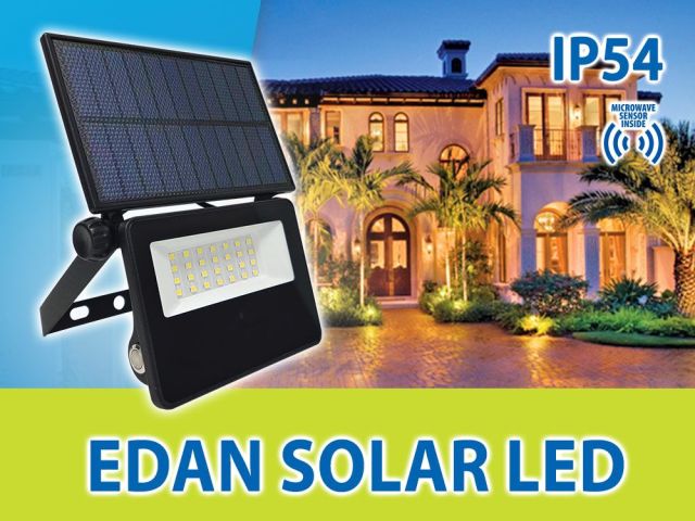 EDAN SOLAR LED - high efficiency solar floodlight with microwave sensor