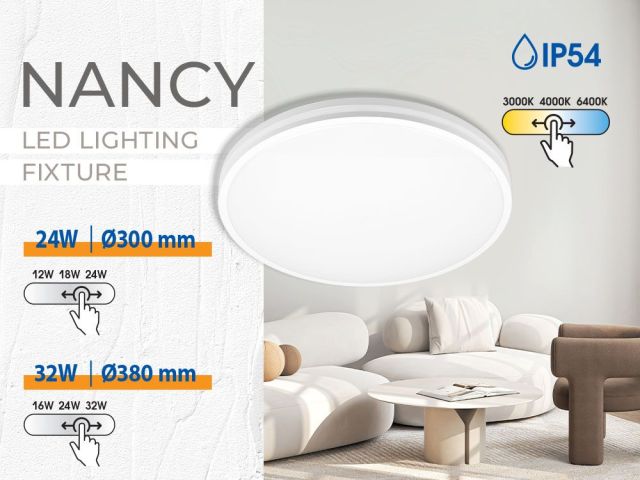 Moisture-proof ceiling lights NANCY LED - modern, ultra-thin design, intelligent functions and stunning lighting effect