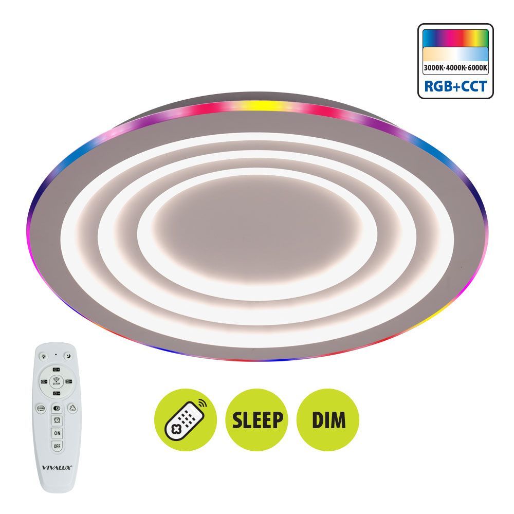 Мултифункционална LED плафониера с дистанционно DALIA LED ∙ 80W ∙ RGB+CCT ∙ 3000-6000K