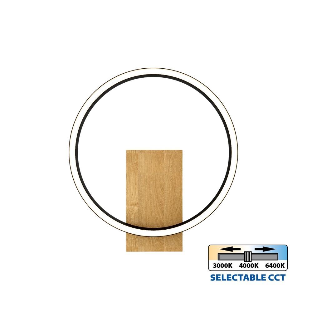 LED аплик MATTEO LED ∙ 12W ∙ черно+дърво ∙ CCT ∙ 3000-4000-6400K