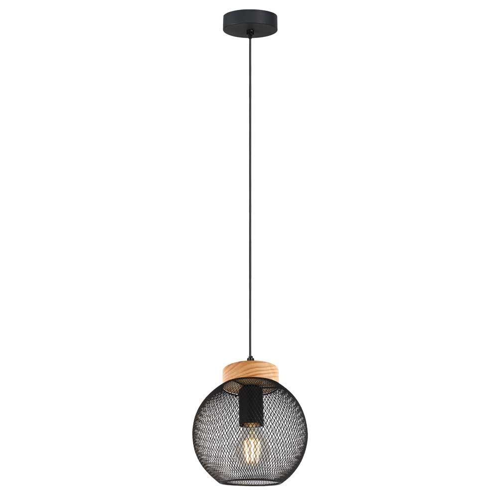 Полилей MOKA ∙ SSP961-1H ∙ 1xE27 ∙ метал+дърво ∙ мрежа ∙ черен