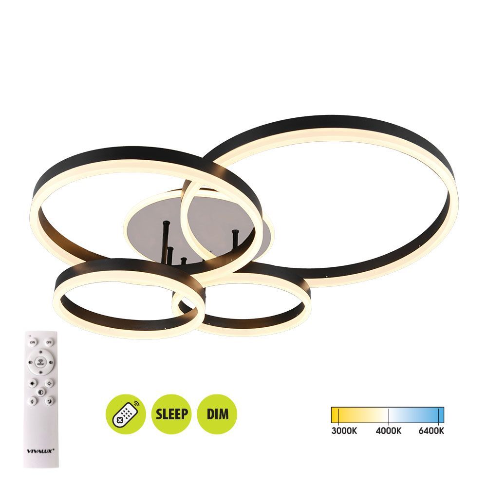 LED плафон AVALON LED ∙ 80W ∙ черен ∙ CCT ∙ 3000-4000-6400K