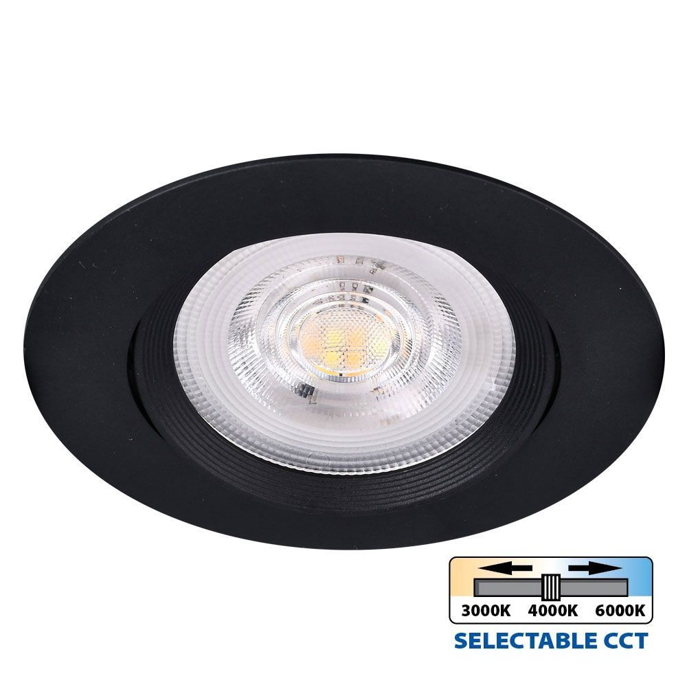 Кръгла LED луна за вграждане RAYA LED ∙ 5W ∙ черна ∙ CCT-switch ∙ 3000K-4000K-6400K