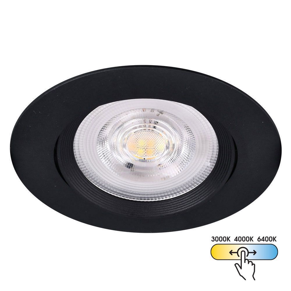 Кръгла LED луна за вграждане RAYA LED ∙ 5W ∙ черна ∙ CCT-switch ∙ 3000K-4000K-6400K